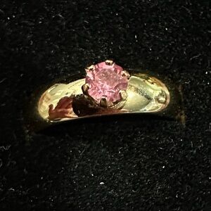 Vintage SETA Gold plated Ring with Pink Gemstone